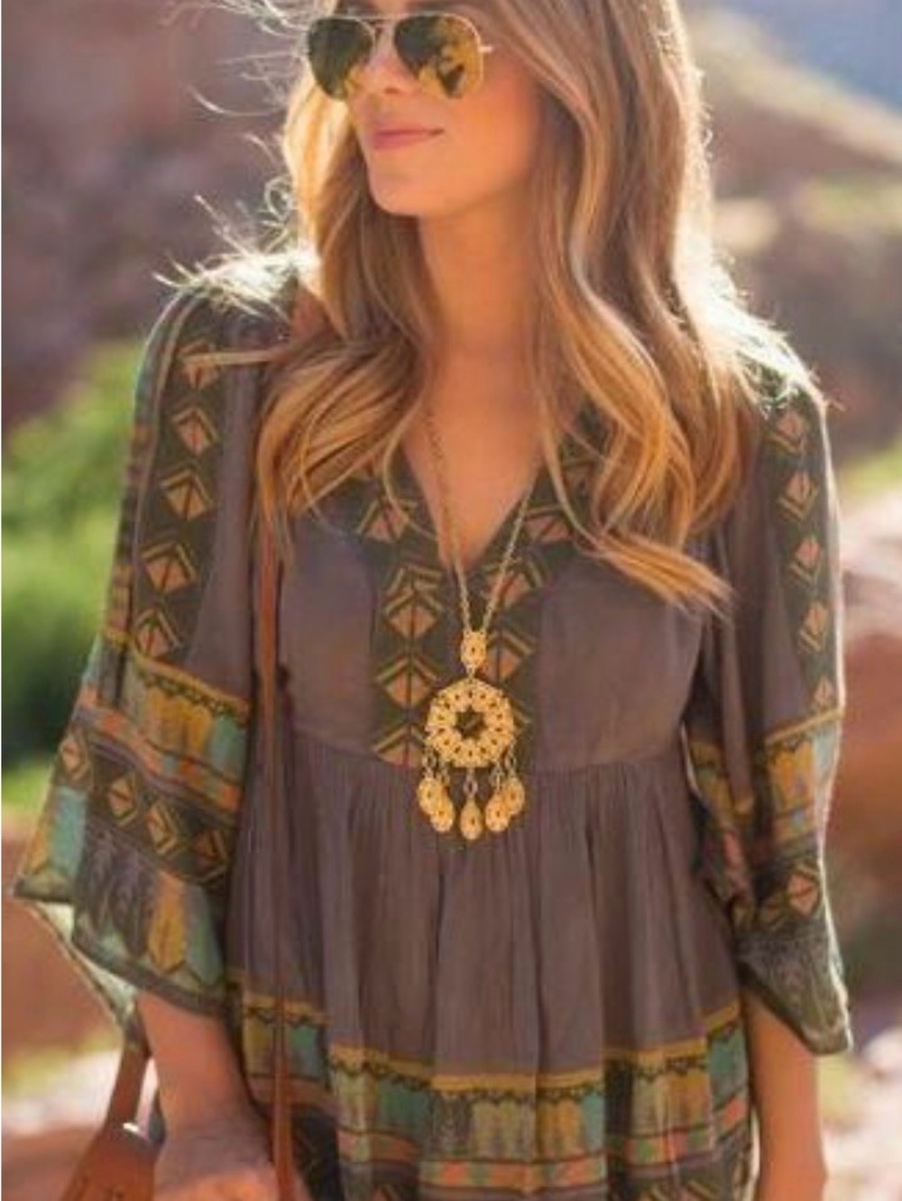 Free People Olive Green Boho Embroidered Mini Dress